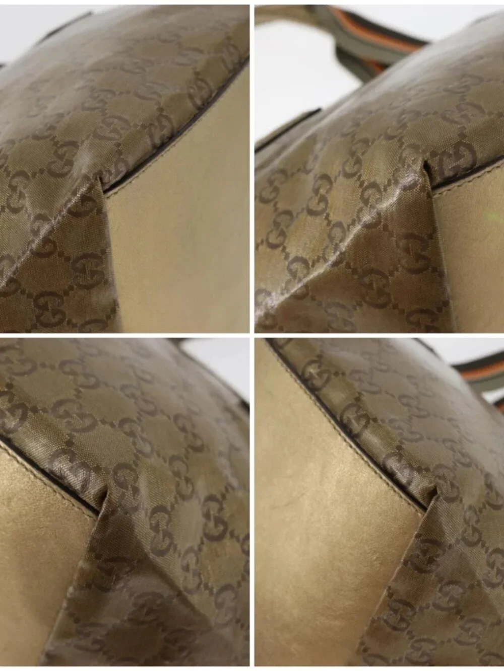 GUCCI GG Crystal Tote Bag Coated Canvas Gold Tone 131228 Auth YKZ1227A